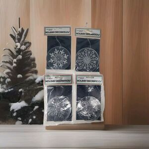 Crystalline Snowflake Ornaments VTG 1978 NOS Hong Kong Household Merchandising